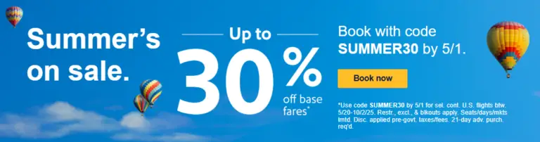 Southwest Airlines: Save 30% on Summer Travel!