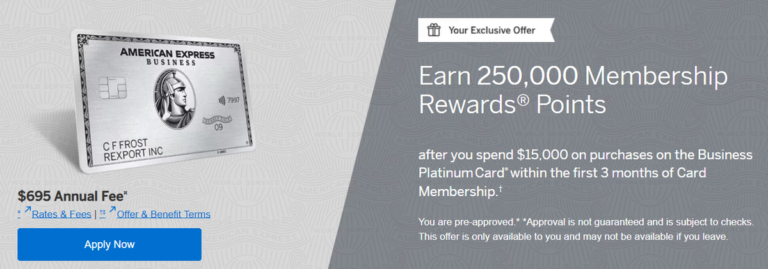 Only 12 Days Left: Amex Business Platinum Mega Offer – Up to 250K Points + $500 Credit!
