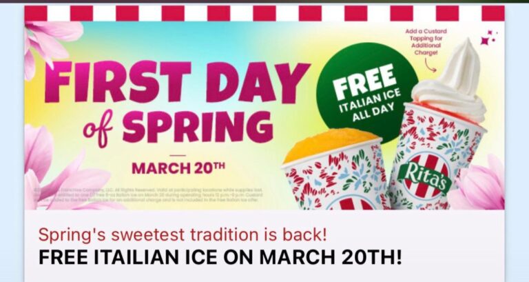 Free Rita’s Italian Ice on March 20 – First Day of Spring Freebie