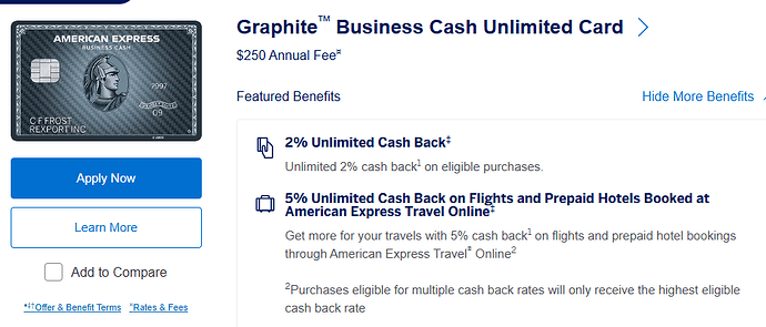 Graphite Business Cash Unlimited Card details