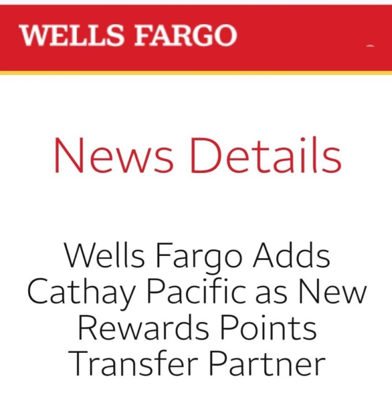 Wells Fargo Adds Cathay Pacific Asia Miles
