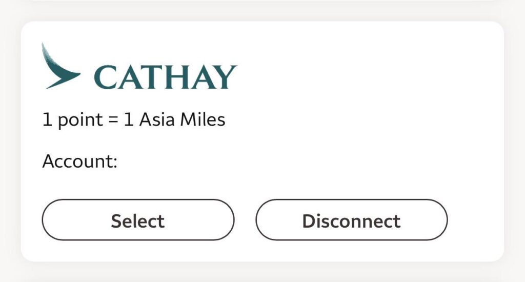 Cathay Asia Miles account interface