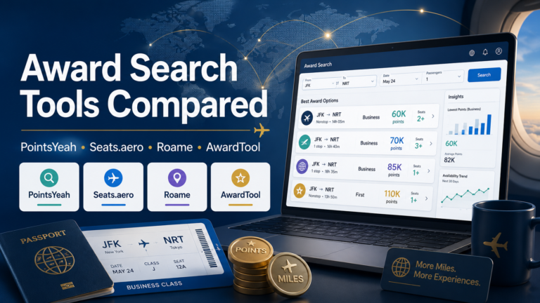 Award Search Tools Compared: PointsYeah vs Seats.aero vs Roame vs AwardTool
