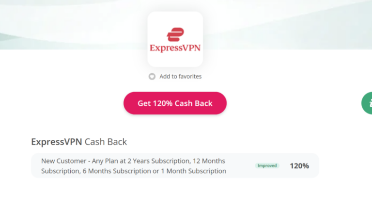 Topcashback: 120% Back On ExpressVPN